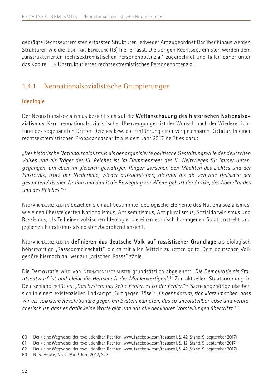 Seite 52 des Verfassungsschutzbericht 2017 Sachsen