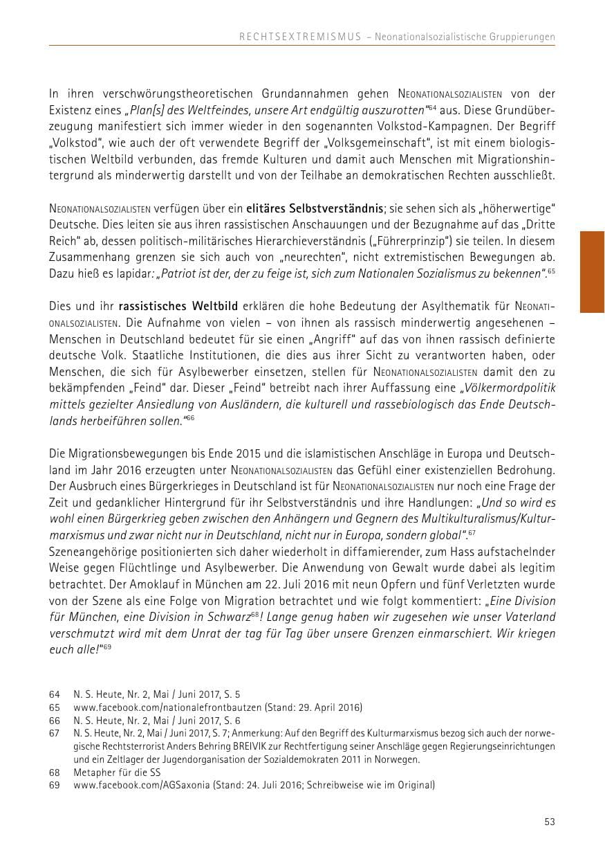 Seite 53 des Verfassungsschutzbericht 2017 Sachsen