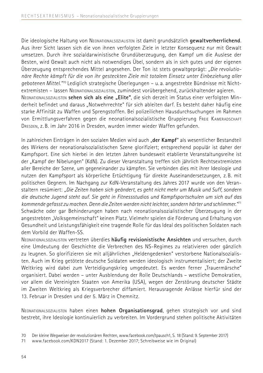 Seite 54 des Verfassungsschutzbericht 2017 Sachsen