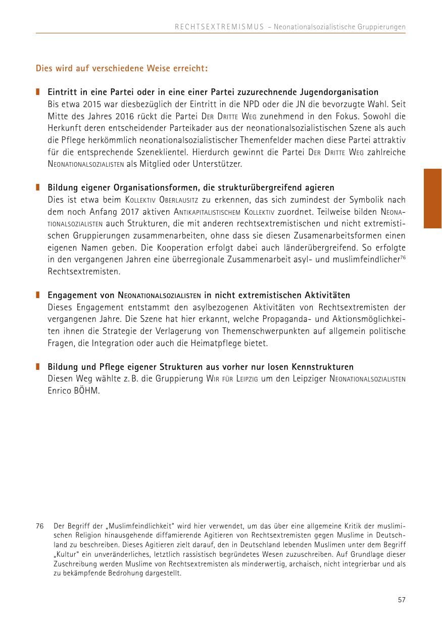 Seite 57 des Verfassungsschutzbericht 2017 Sachsen