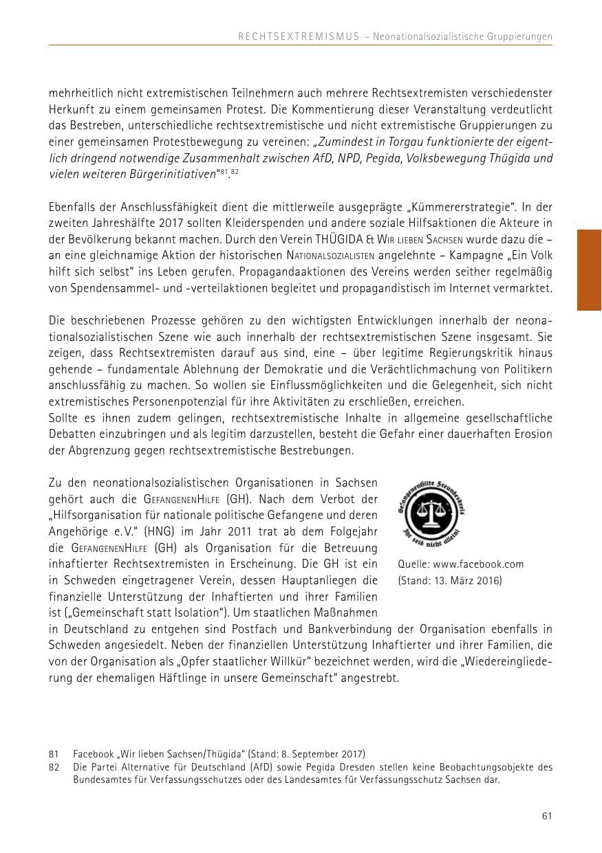Seite 61 des Verfassungsschutzbericht 2017 Sachsen