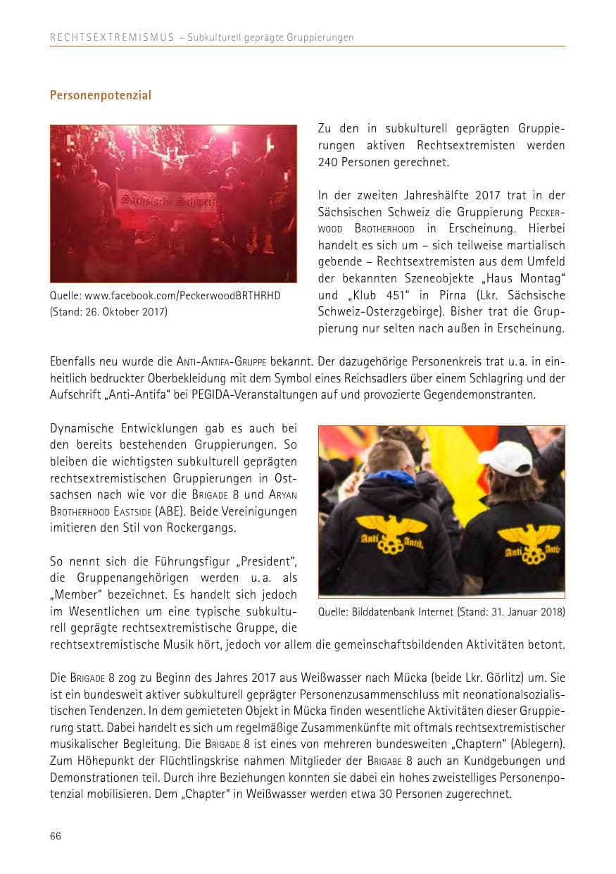 Seite 66 des Verfassungsschutzbericht 2017 Sachsen