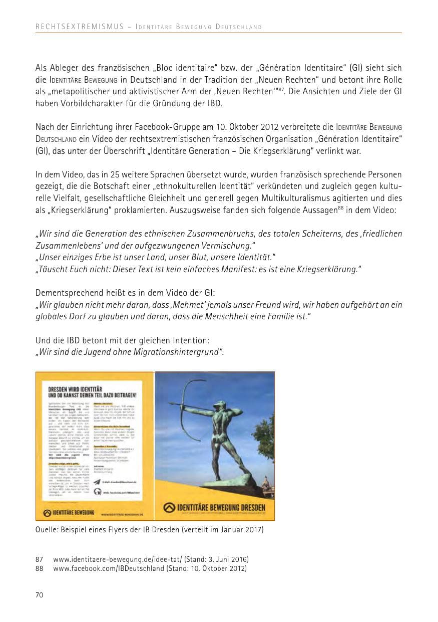 Seite 70 des Verfassungsschutzbericht 2017 Sachsen
