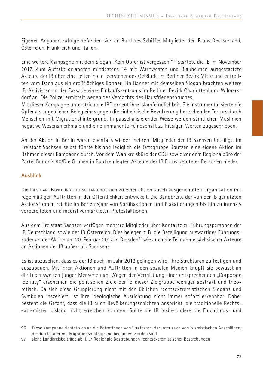 Seite 73 des Verfassungsschutzbericht 2017 Sachsen