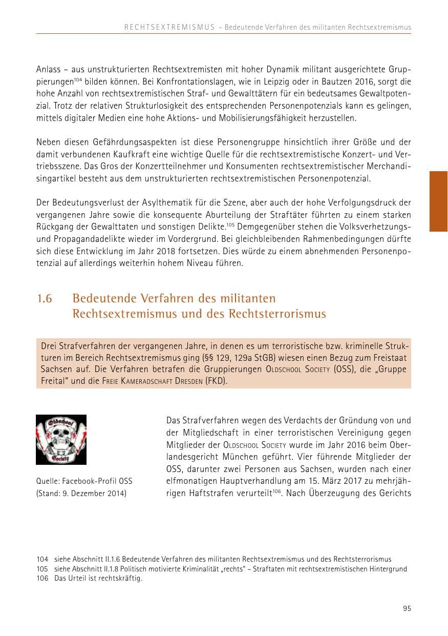 Seite 95 des Verfassungsschutzbericht 2017 Sachsen