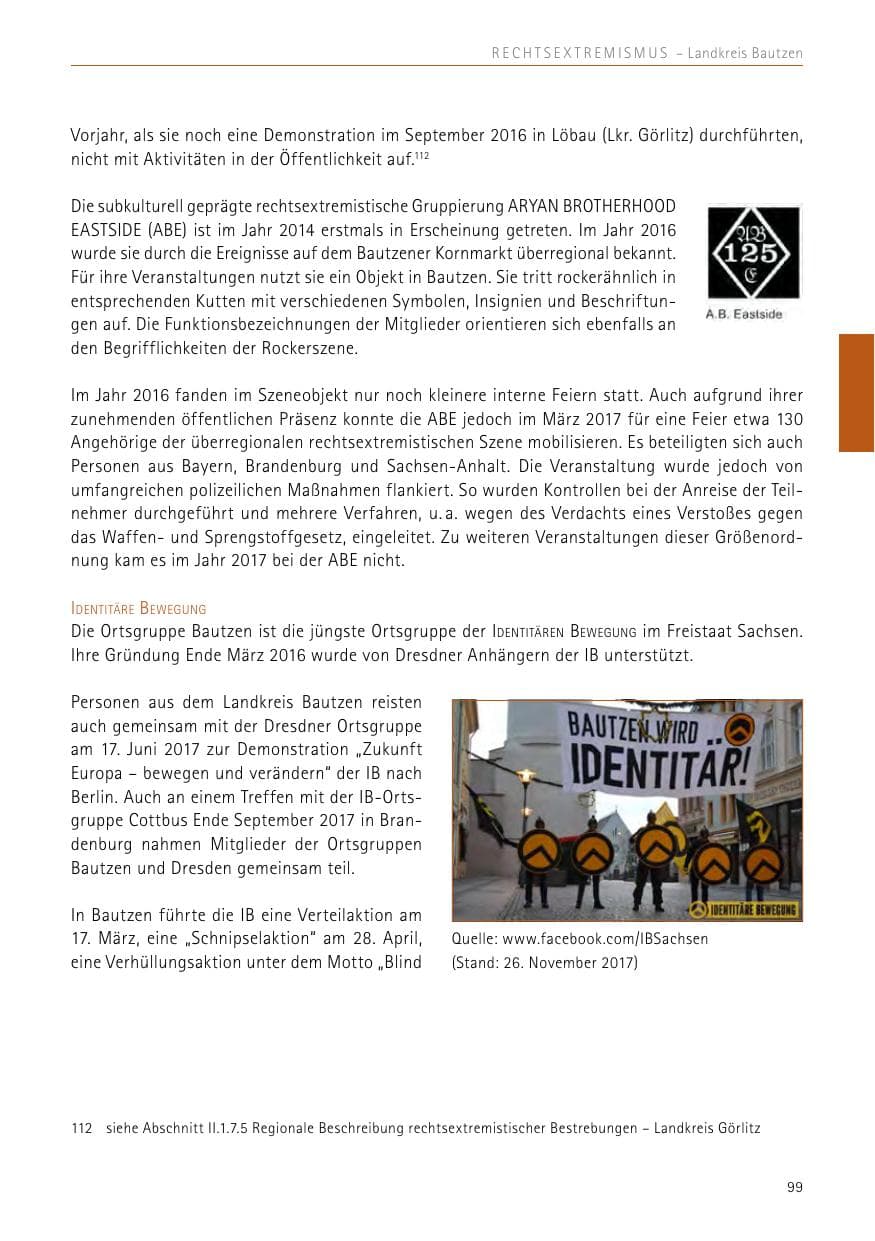 Seite 99 des Verfassungsschutzbericht 2017 Sachsen