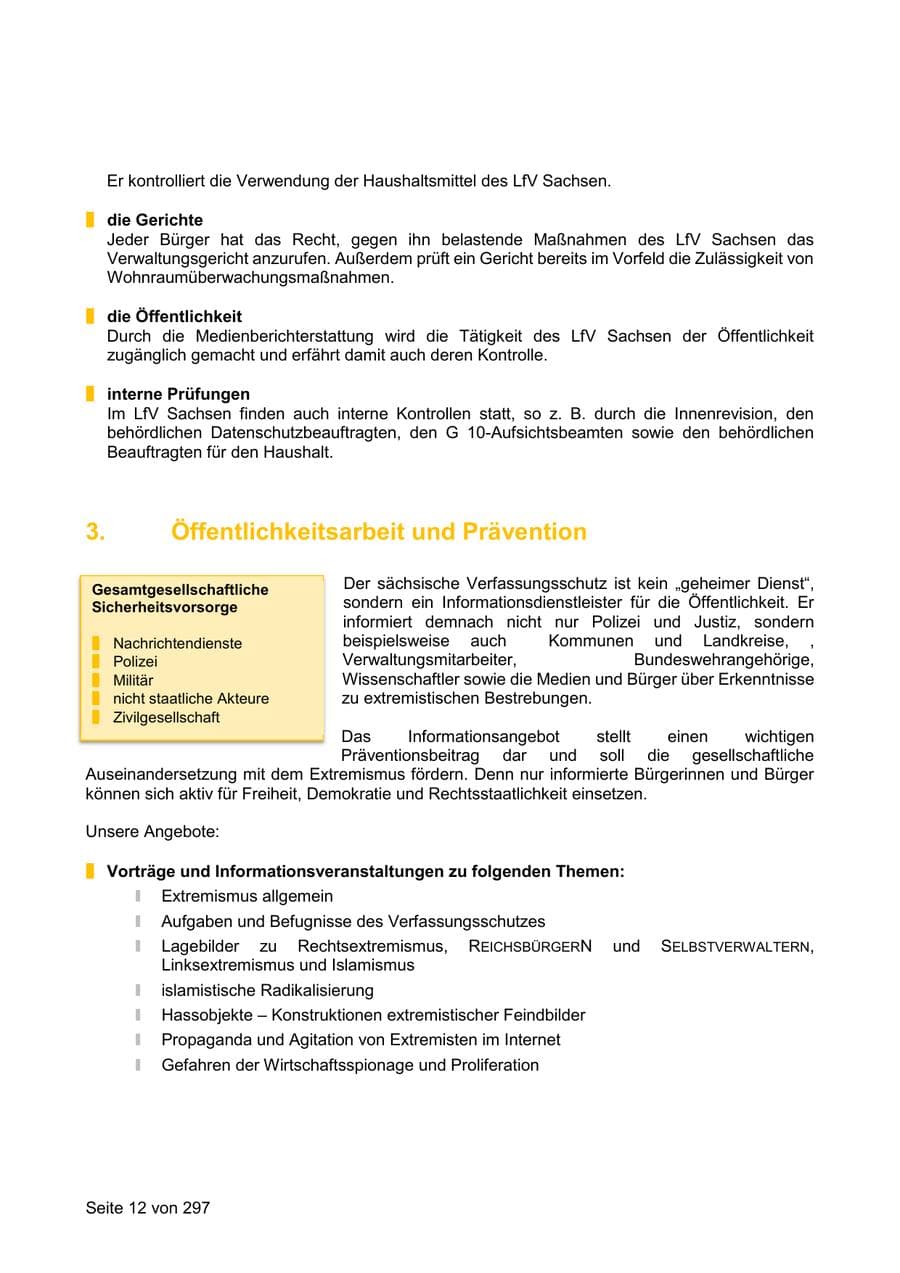 Seite 12 des Verfassungsschutzbericht 2019 Sachsen