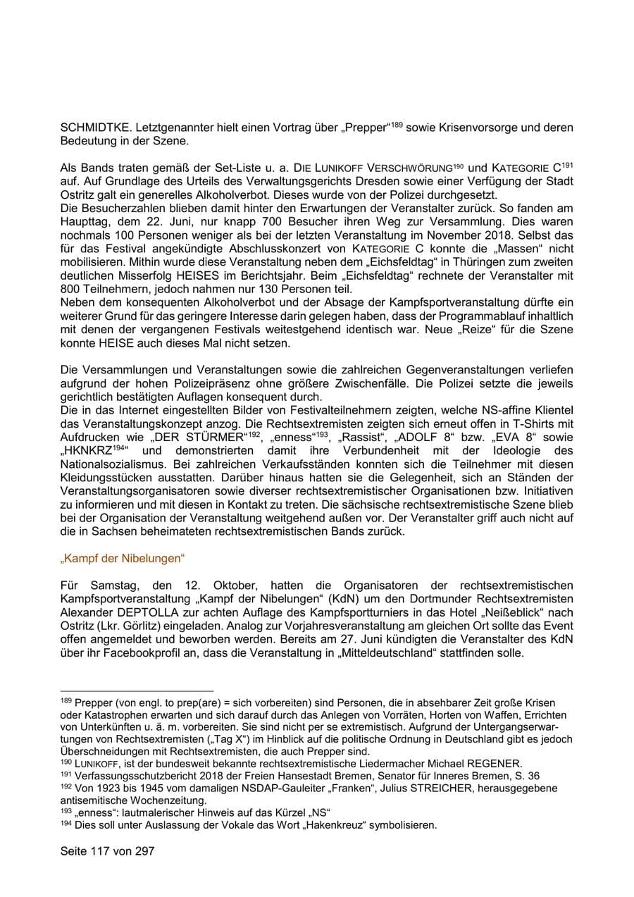 Seite 117 des Verfassungsschutzbericht 2019 Sachsen