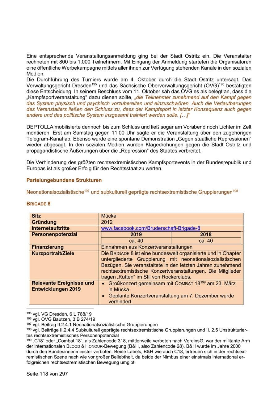 Seite 118 des Verfassungsschutzbericht 2019 Sachsen