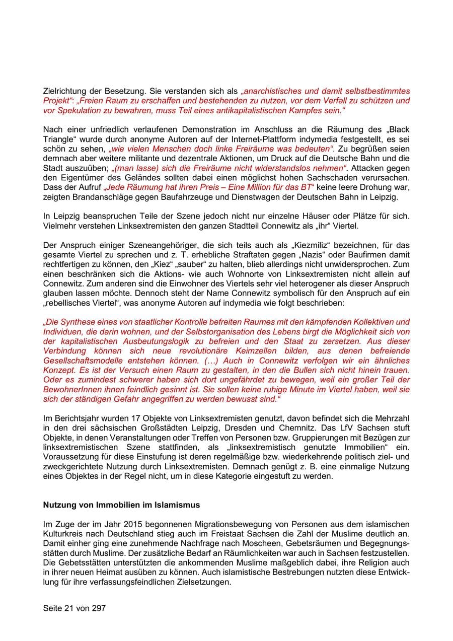 Seite 21 des Verfassungsschutzbericht 2019 Sachsen