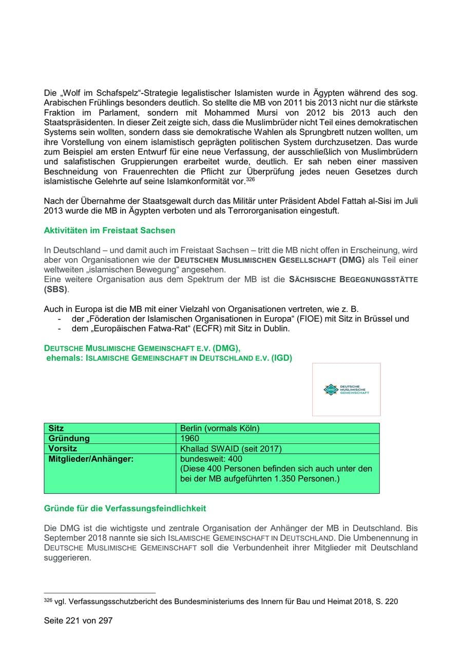 Seite 221 des Verfassungsschutzbericht 2019 Sachsen
