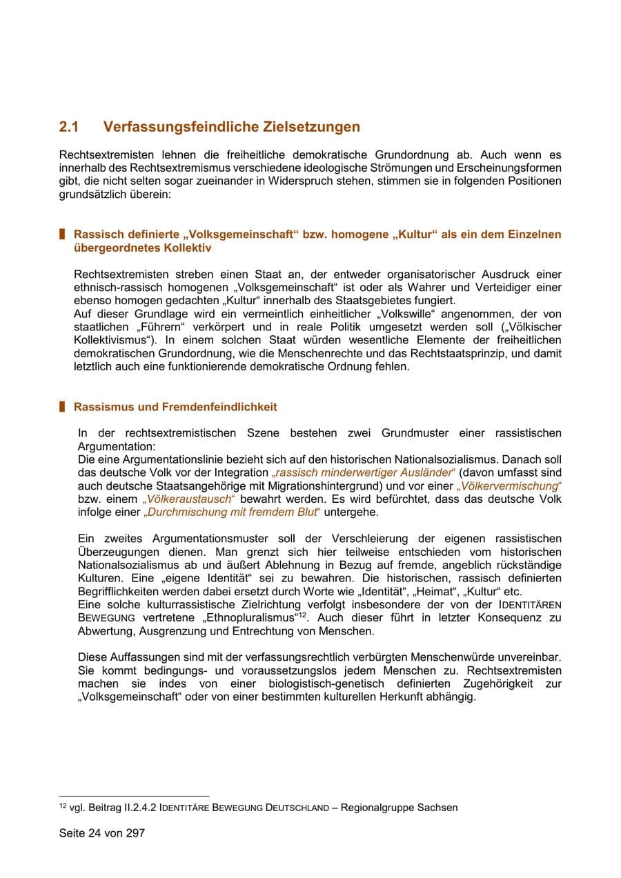 Seite 24 des Verfassungsschutzbericht 2019 Sachsen