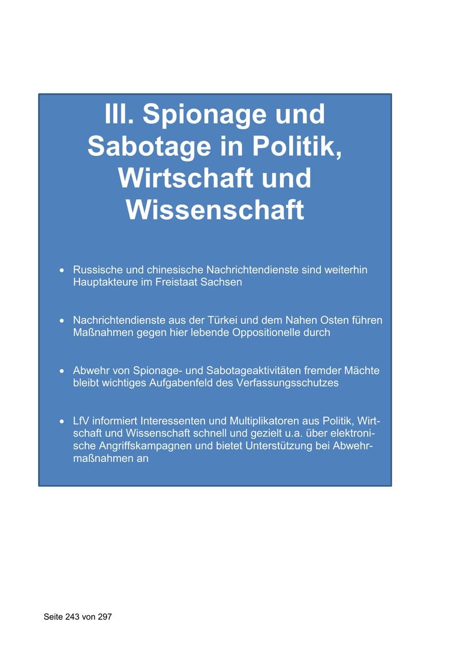 Seite 243 des Verfassungsschutzbericht 2019 Sachsen