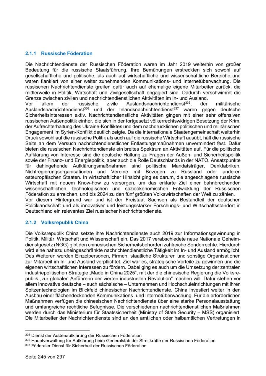 Seite 245 des Verfassungsschutzbericht 2019 Sachsen