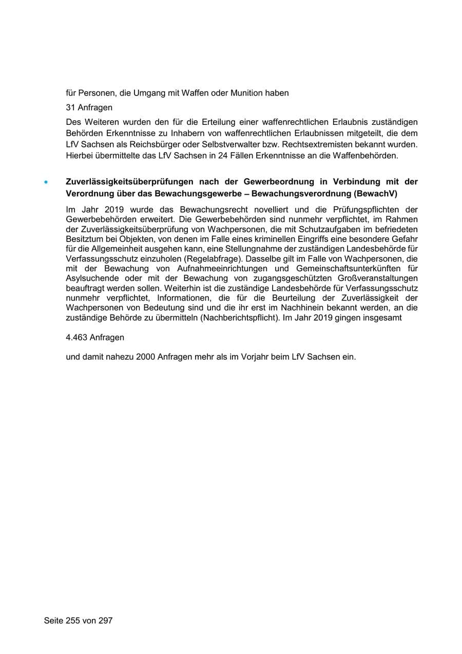 Seite 255 des Verfassungsschutzbericht 2019 Sachsen