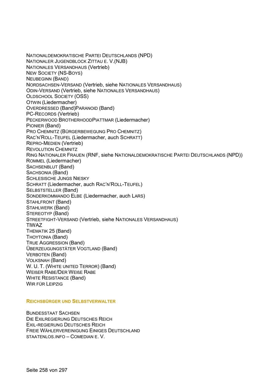 Seite 258 des Verfassungsschutzbericht 2019 Sachsen