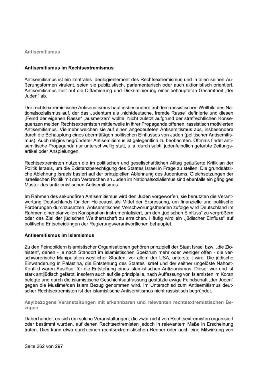 Seite 262 des Verfassungsschutzbericht 2019 Sachsen