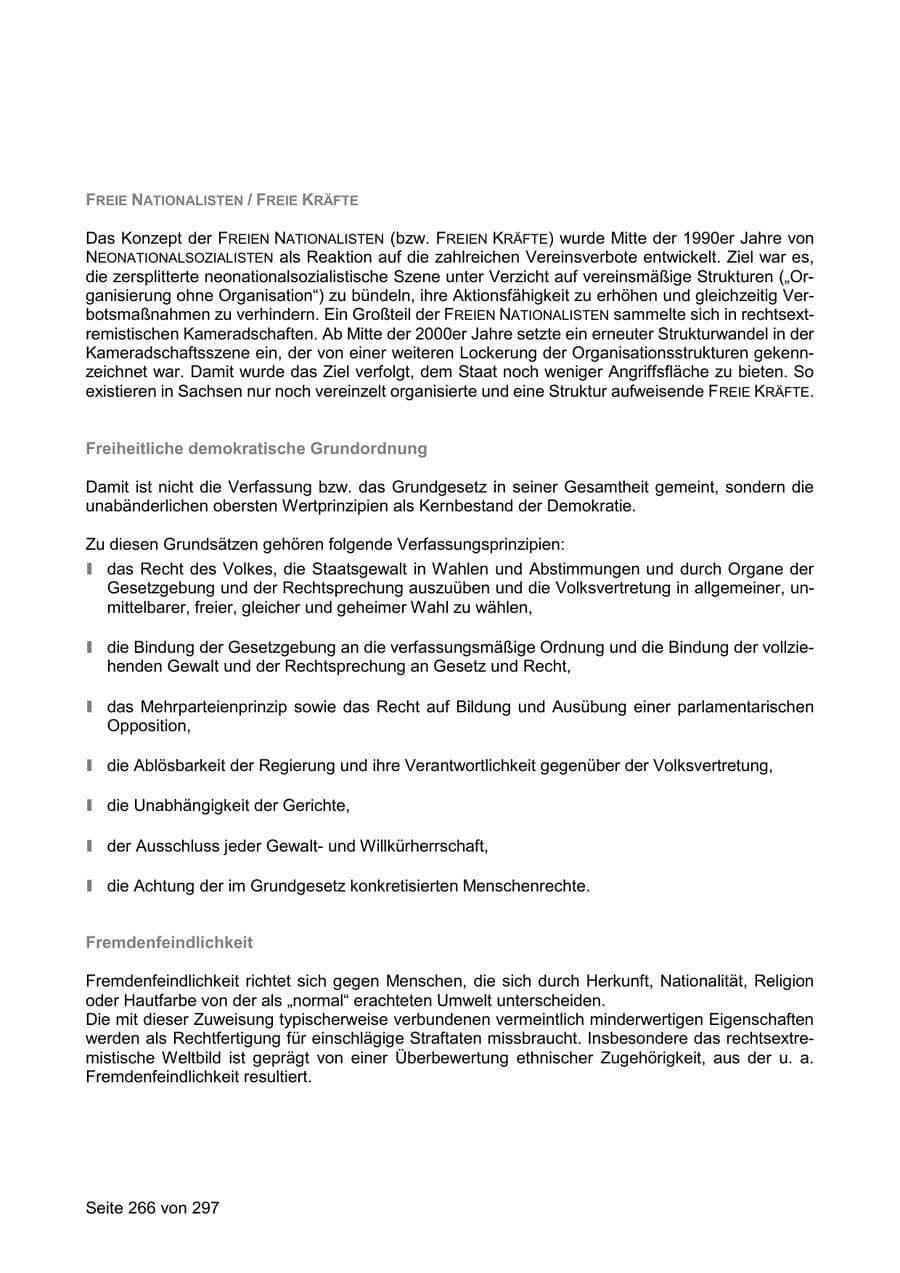 Seite 266 des Verfassungsschutzbericht 2019 Sachsen