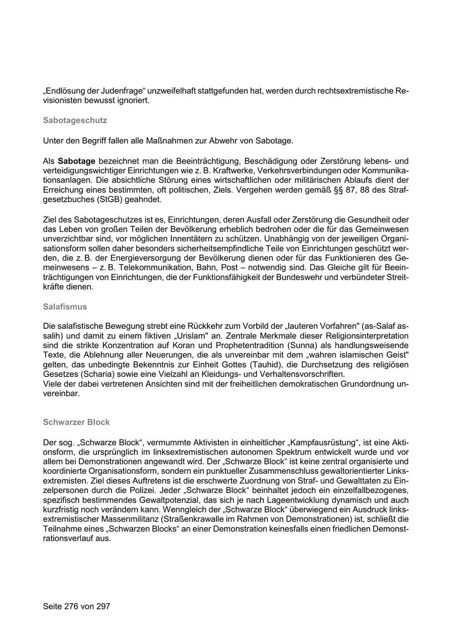 Seite 276 des Verfassungsschutzbericht 2019 Sachsen