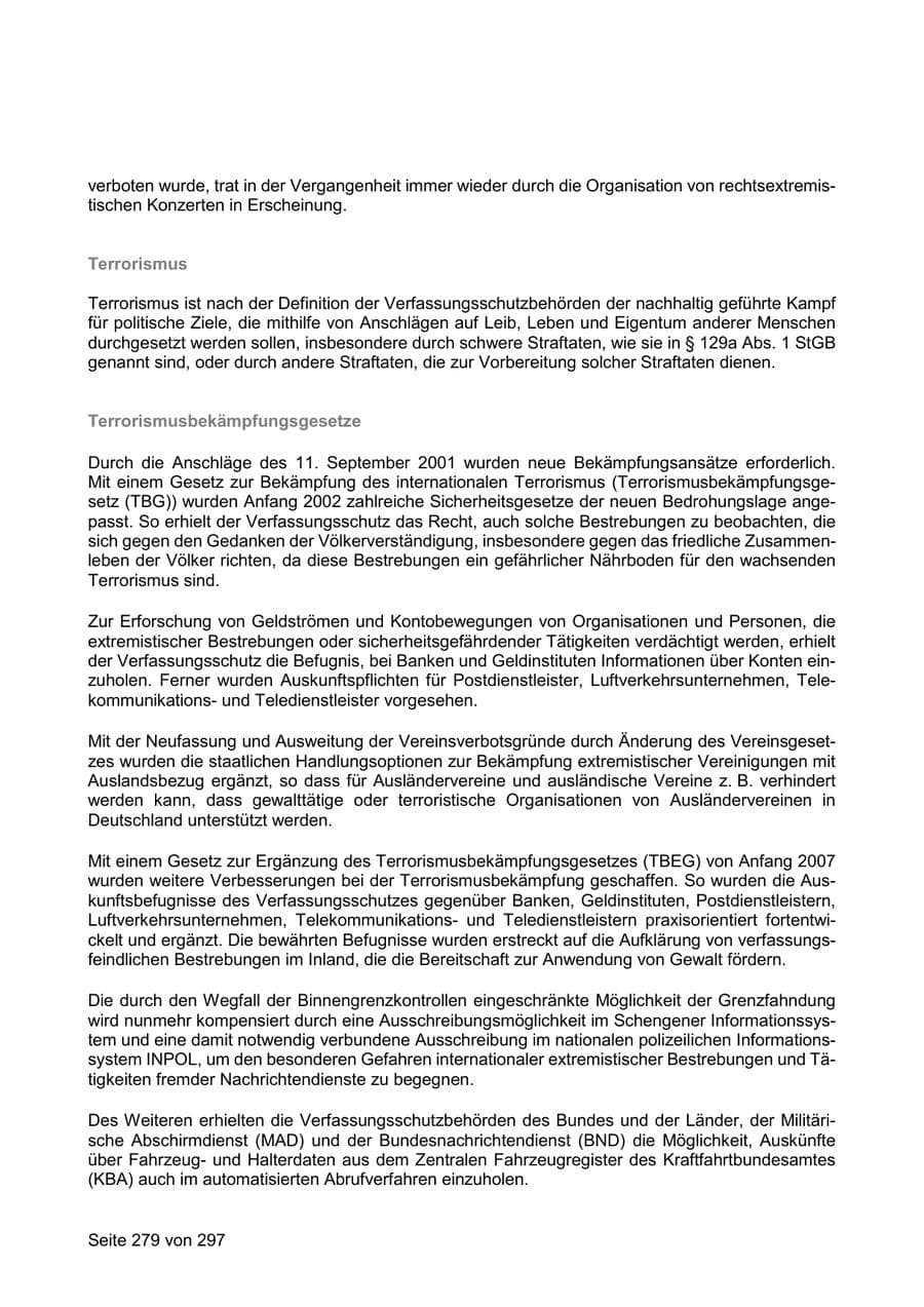Seite 279 des Verfassungsschutzbericht 2019 Sachsen