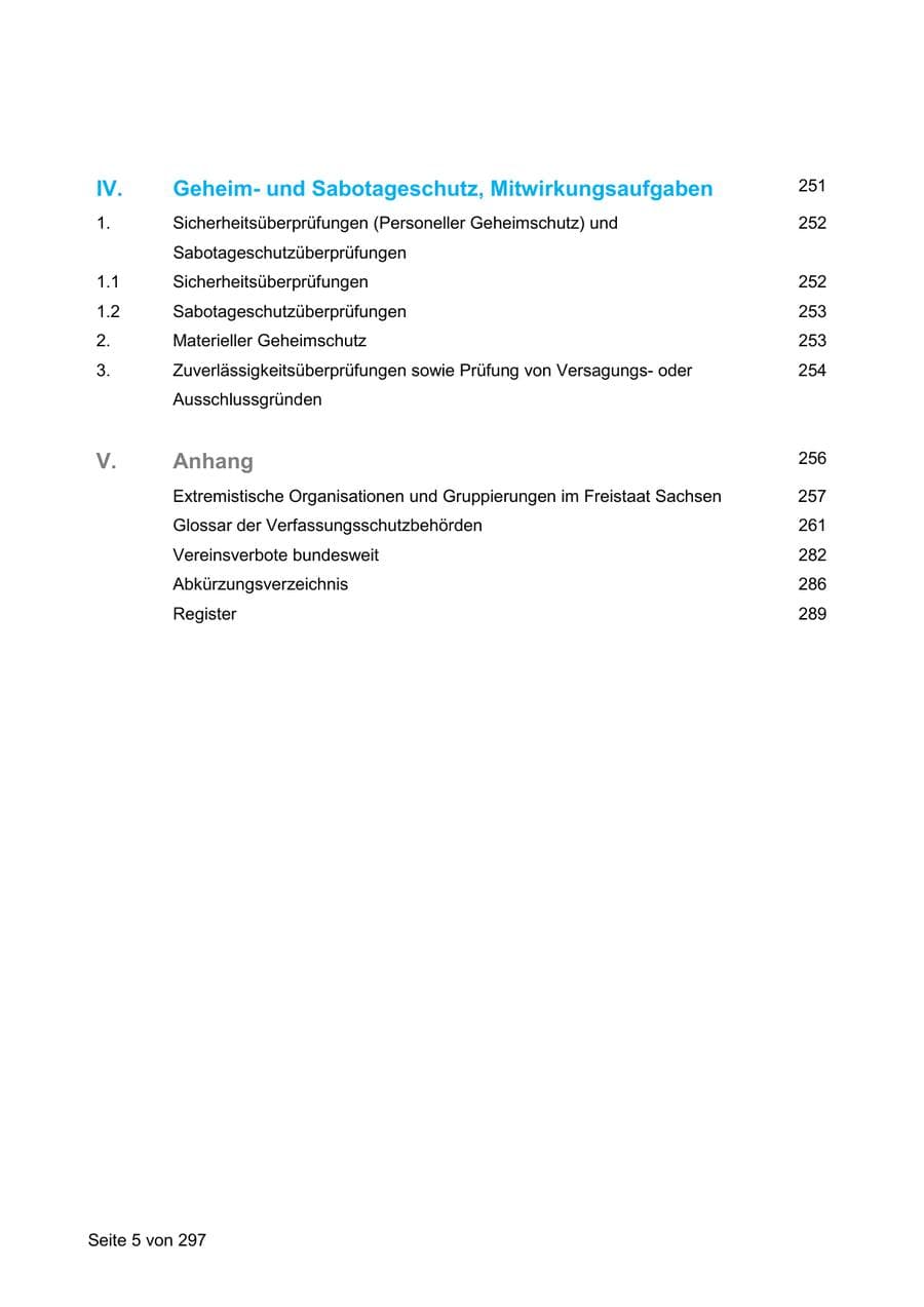 Seite 5 des Verfassungsschutzbericht 2019 Sachsen
