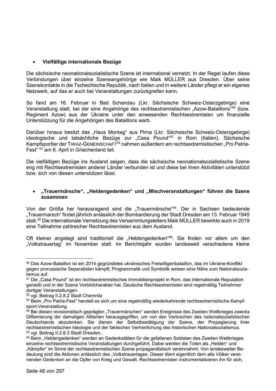 Seite 48 des Verfassungsschutzbericht 2019 Sachsen