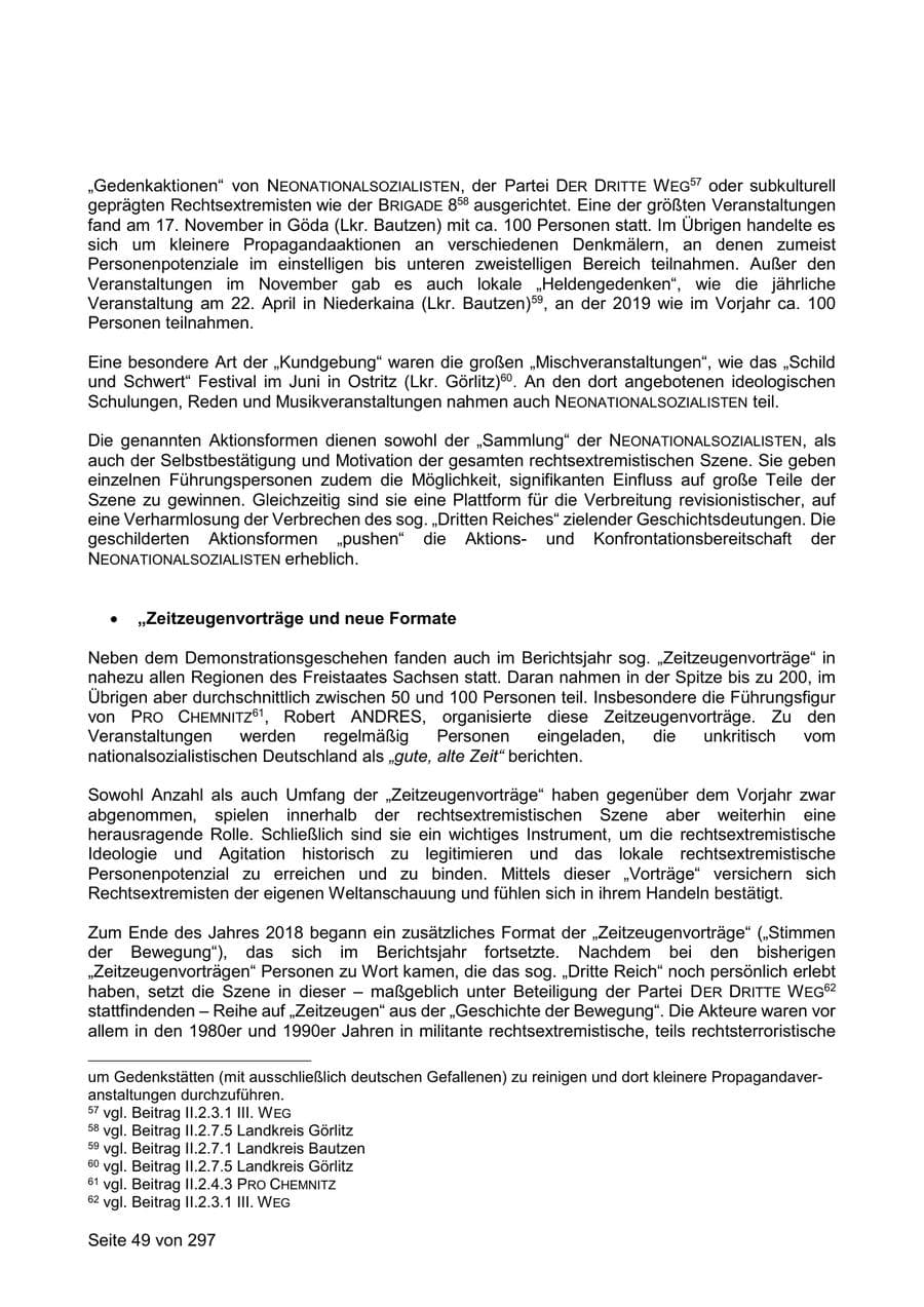 Seite 49 des Verfassungsschutzbericht 2019 Sachsen