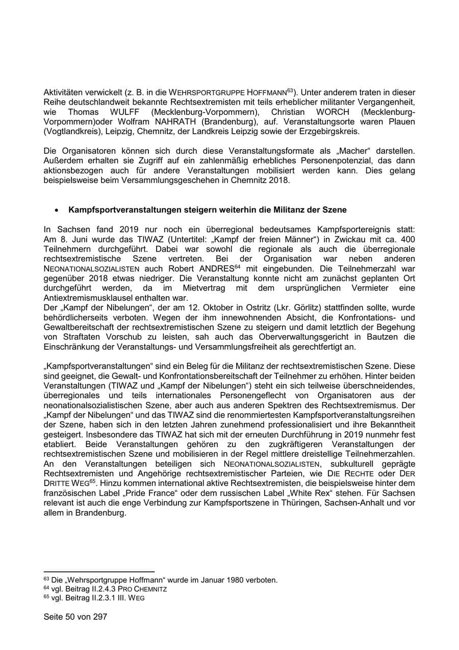 Seite 50 des Verfassungsschutzbericht 2019 Sachsen