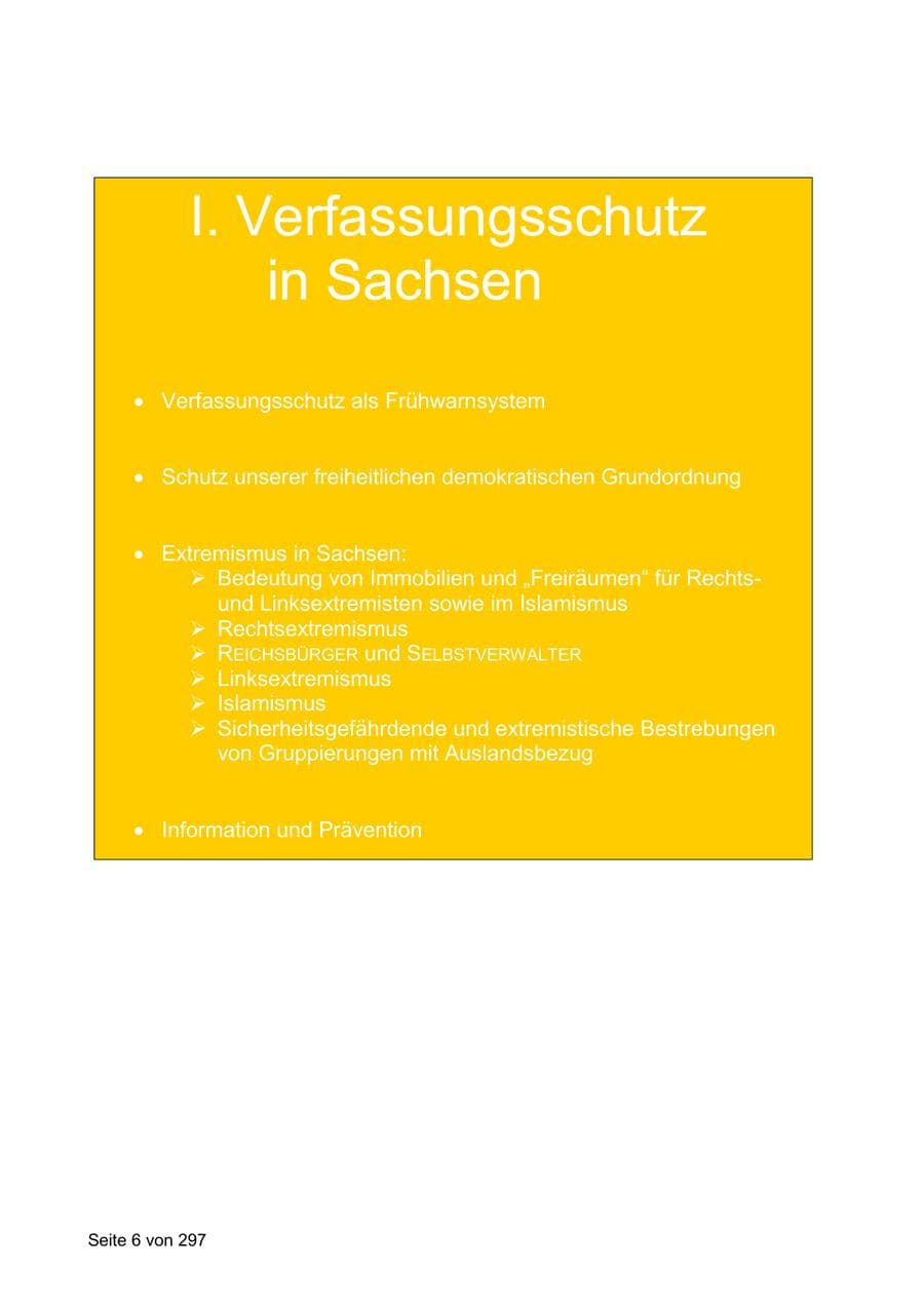 Seite 6 des Verfassungsschutzbericht 2019 Sachsen