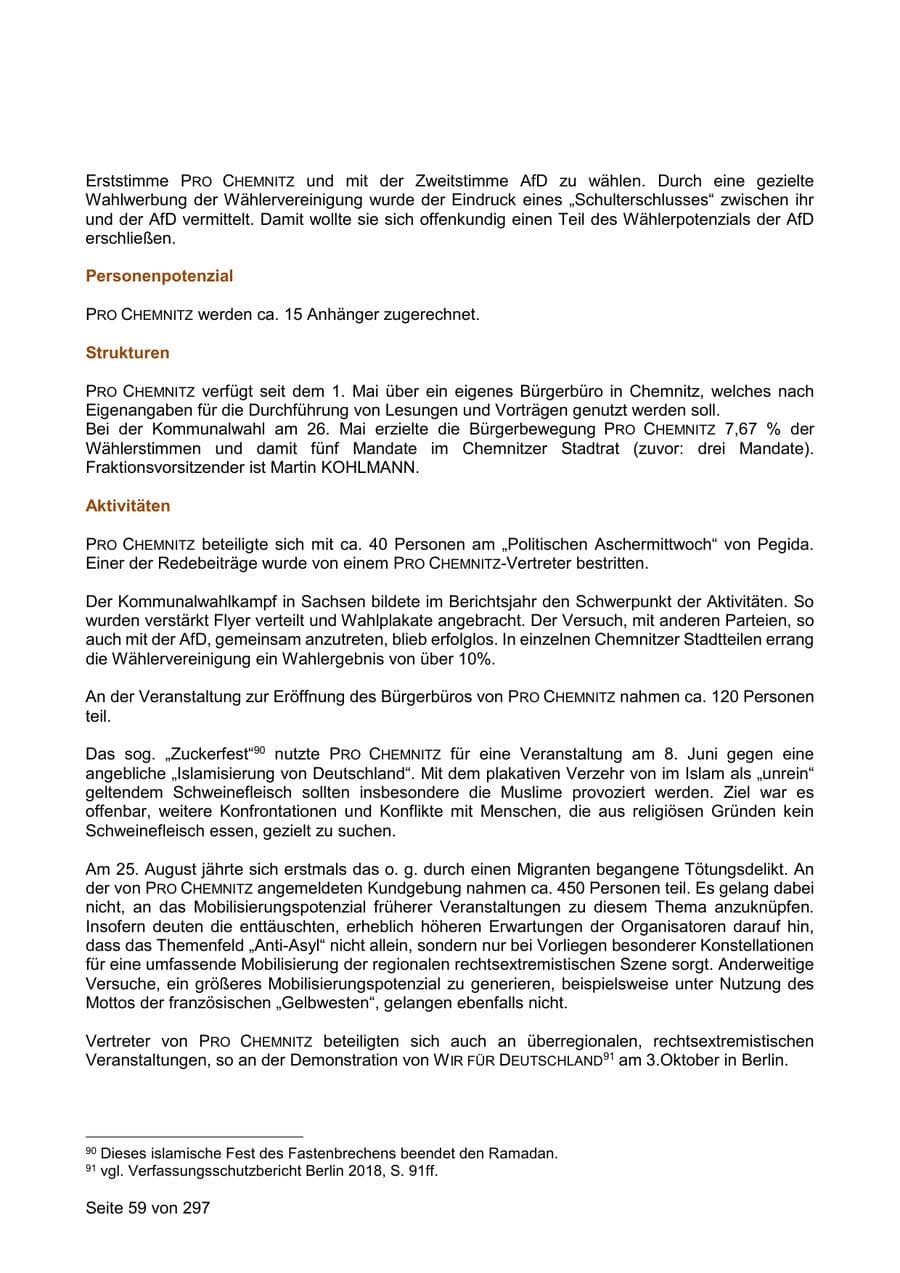 Seite 59 des Verfassungsschutzbericht 2019 Sachsen