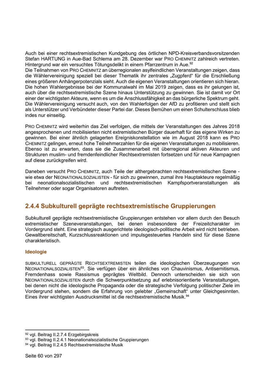 Seite 60 des Verfassungsschutzbericht 2019 Sachsen