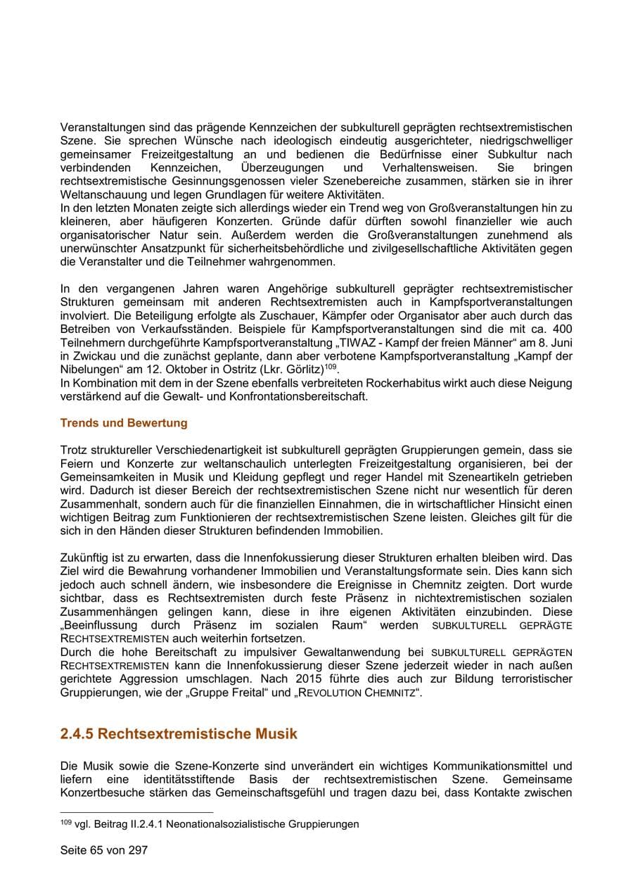 Seite 65 des Verfassungsschutzbericht 2019 Sachsen
