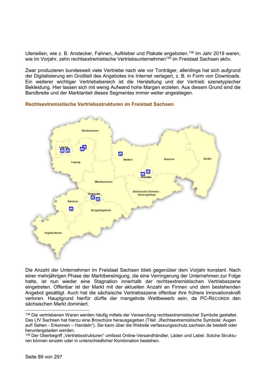 Seite 89 des Verfassungsschutzbericht 2019 Sachsen