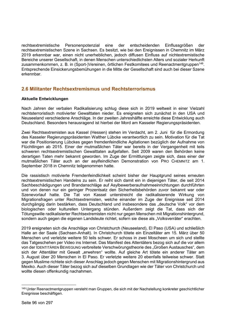 Seite 96 des Verfassungsschutzbericht 2019 Sachsen
