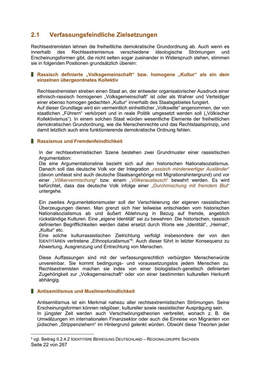 Seite 22 des Verfassungsschutzbericht 2020 Sachsen