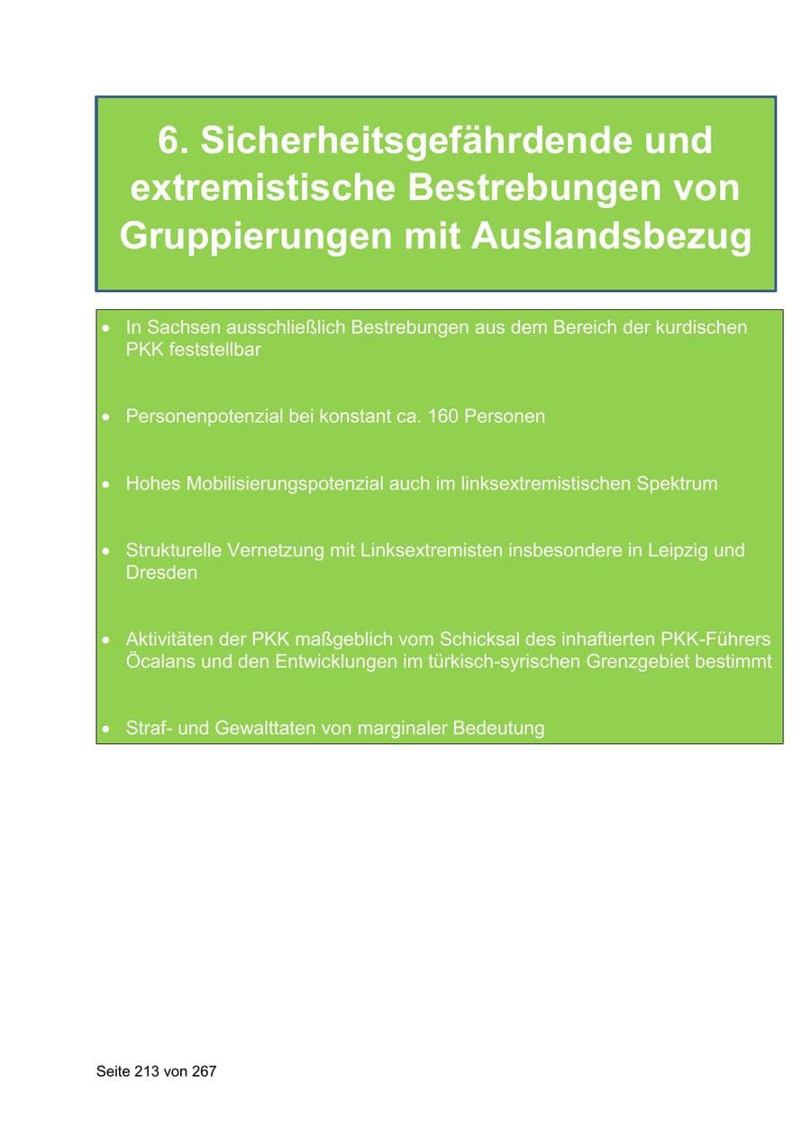 Seite 213 des Verfassungsschutzbericht 2020 Sachsen