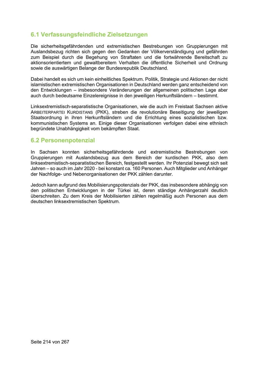 Seite 214 des Verfassungsschutzbericht 2020 Sachsen