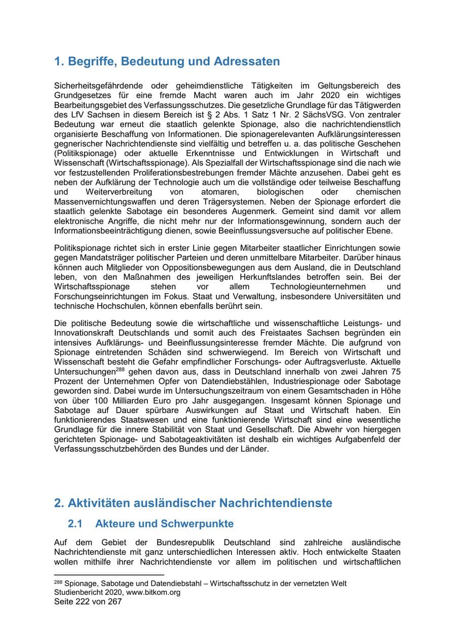 Seite 222 des Verfassungsschutzbericht 2020 Sachsen