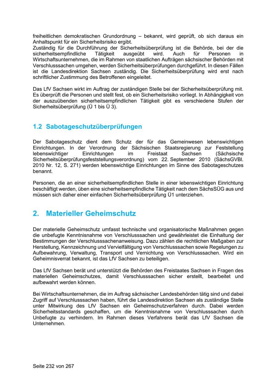 Seite 232 des Verfassungsschutzbericht 2020 Sachsen