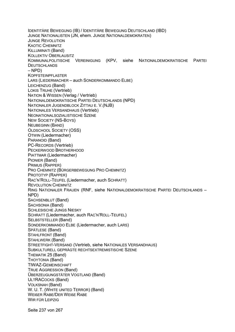 Seite 237 des Verfassungsschutzbericht 2020 Sachsen