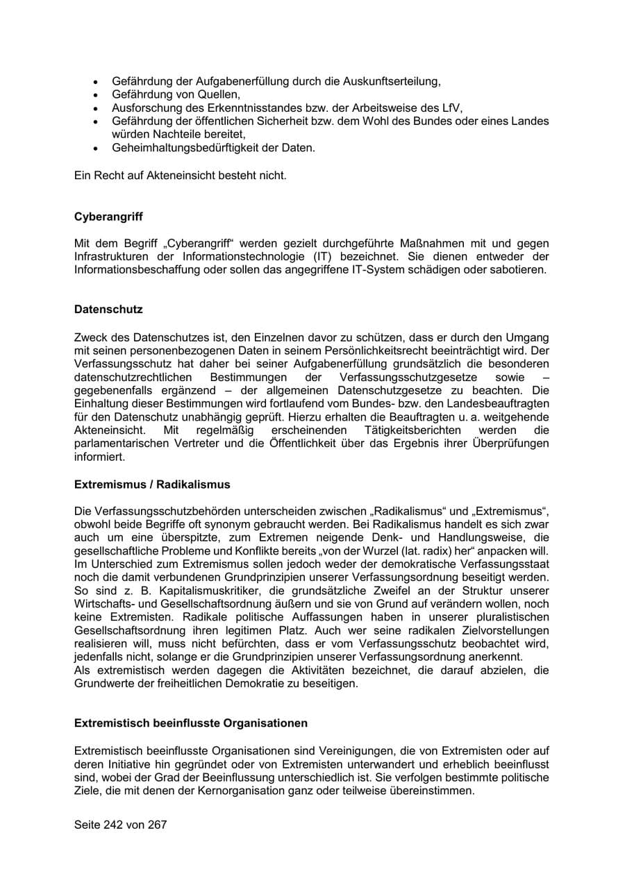 Seite 242 des Verfassungsschutzbericht 2020 Sachsen