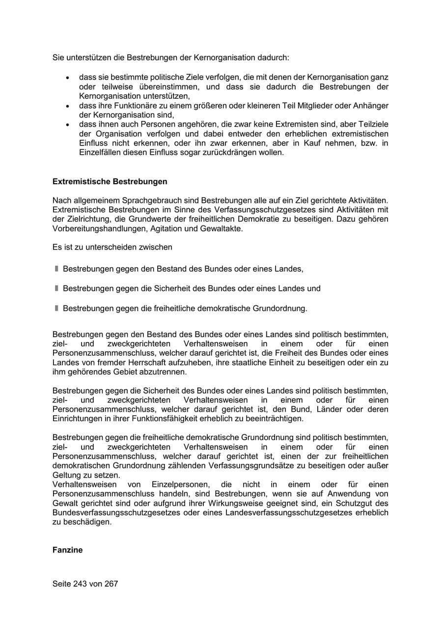 Seite 243 des Verfassungsschutzbericht 2020 Sachsen