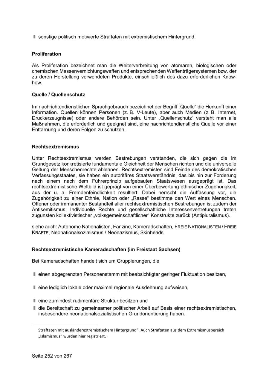 Seite 252 des Verfassungsschutzbericht 2020 Sachsen