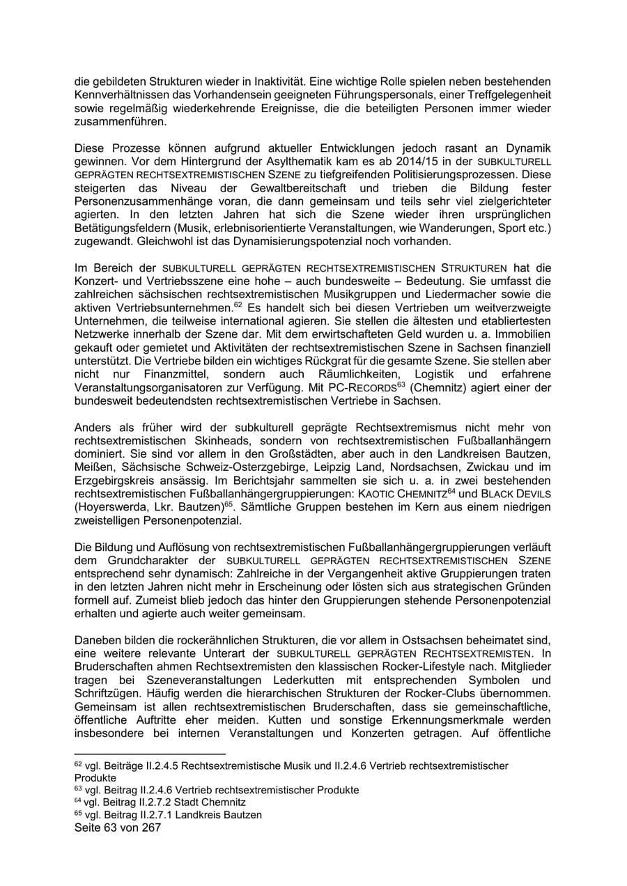 Seite 63 des Verfassungsschutzbericht 2020 Sachsen