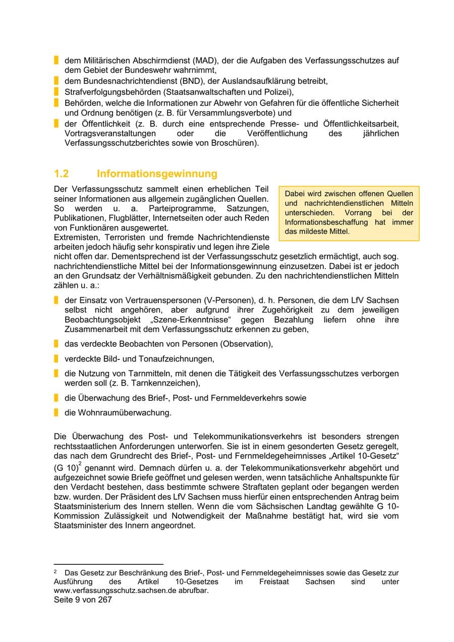 Seite 9 des Verfassungsschutzbericht 2020 Sachsen