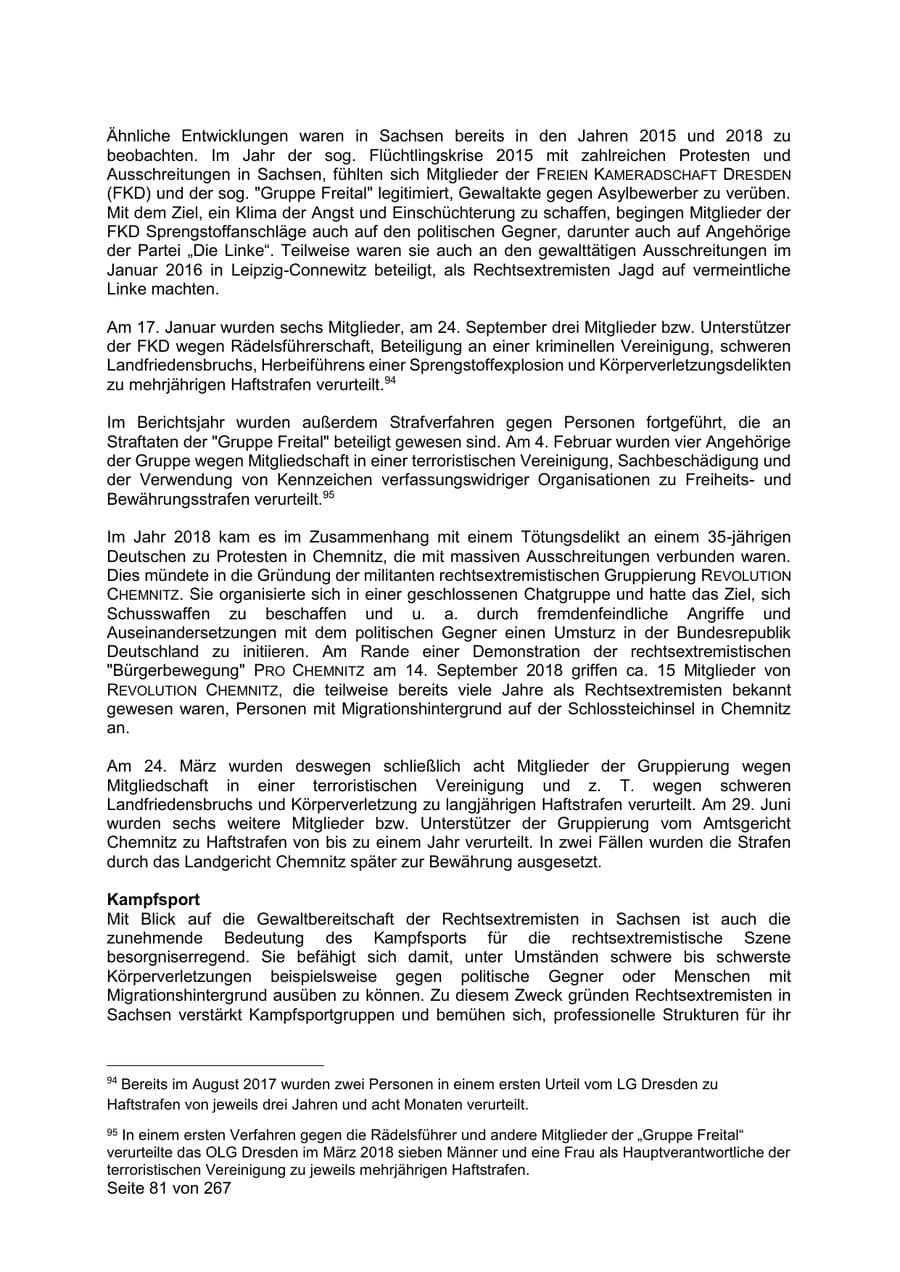Seite 81 des Verfassungsschutzbericht 2020 Sachsen