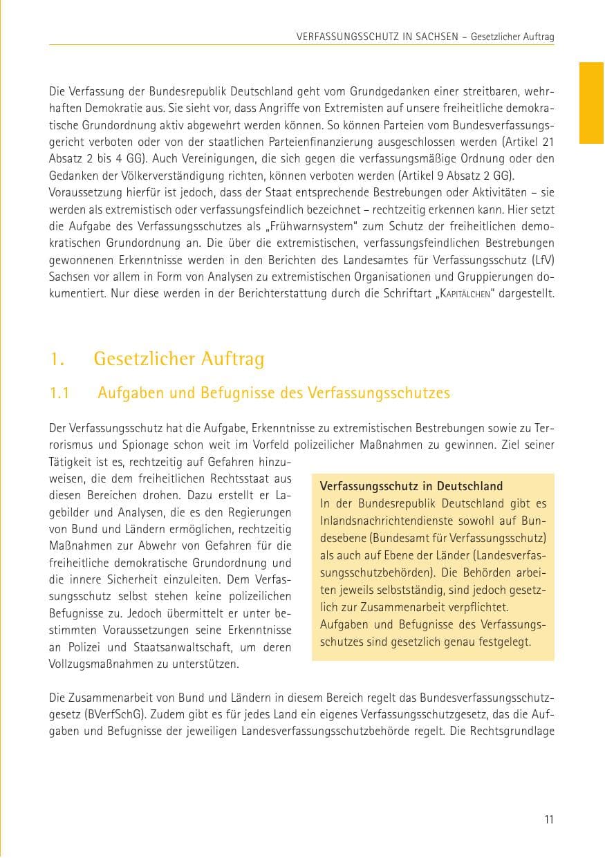 Seite 11 des Verfassungsschutzbericht 2022 Sachsen