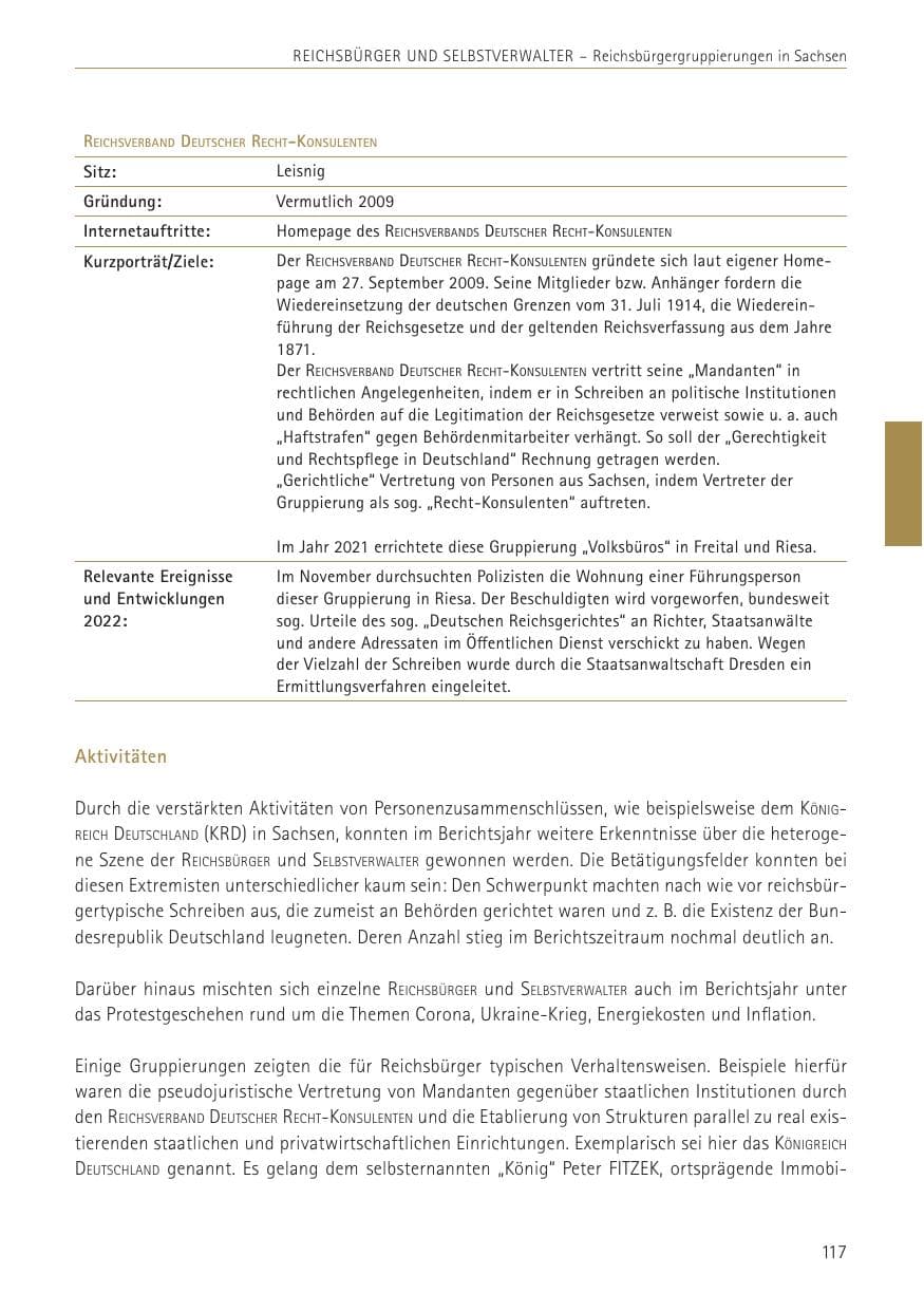 Seite 117 des Verfassungsschutzbericht 2022 Sachsen