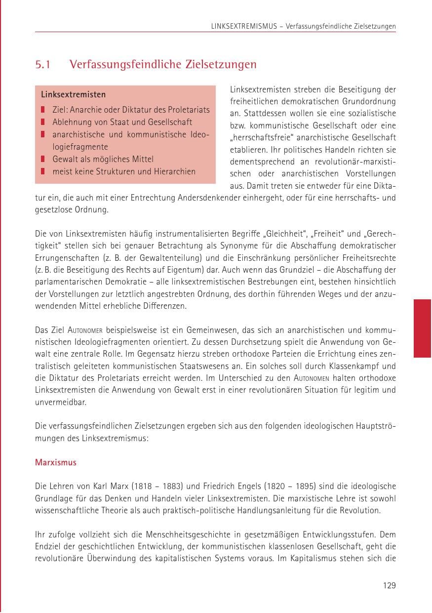 Seite 129 des Verfassungsschutzbericht 2022 Sachsen