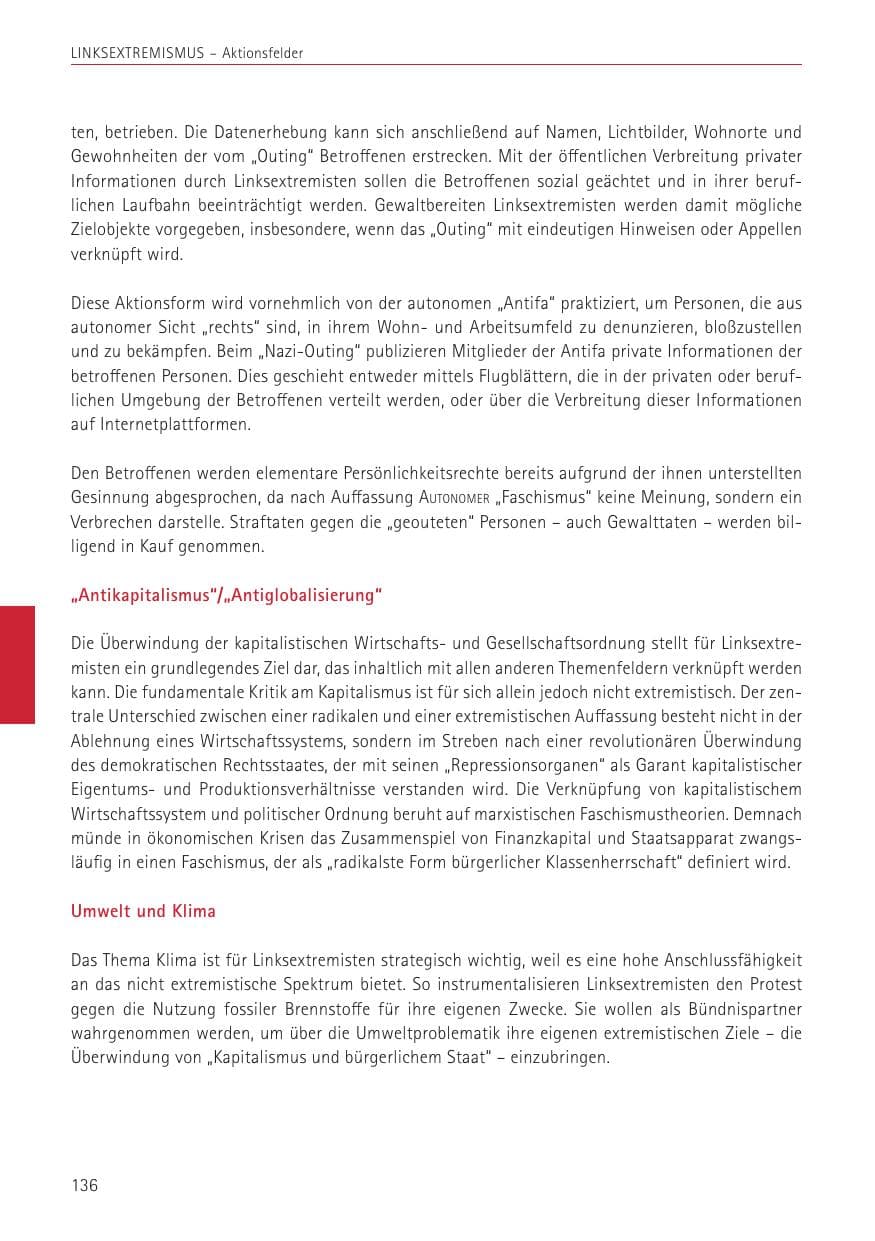 Seite 136 des Verfassungsschutzbericht 2022 Sachsen